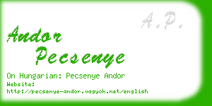 andor pecsenye business card